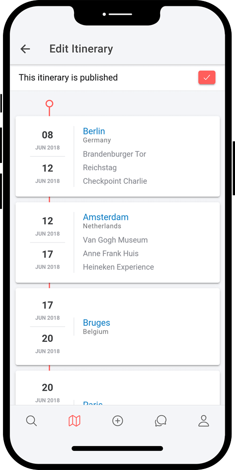 Sublime Trip edit itinerary screen shot